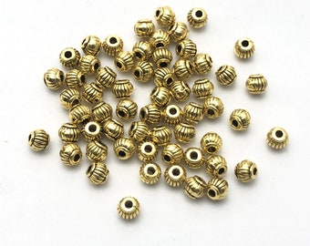 60pcs Antique Gold Spacer Beads,Tibetan Beads,Small Beads,Beading Jewelry Findings