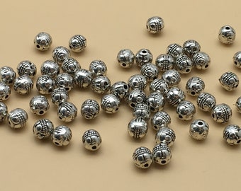 50pcs Tibetan Silver 2sided pattern Beads Spacers h3323