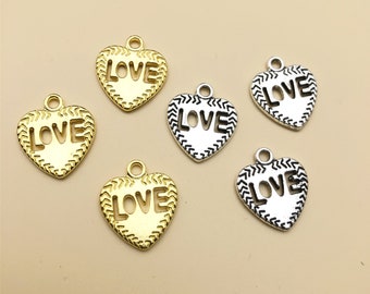 40pcs Antique Silver Heart Charms ,Gold Heart Charms , Heart Pendants , Love Charms , Girl Charms , findings