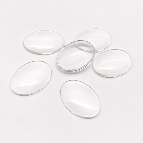 Bulk 50 Oval Clear Glass Cabochons, Glass Dome Cabochons  For Base Setting Tray Bezel