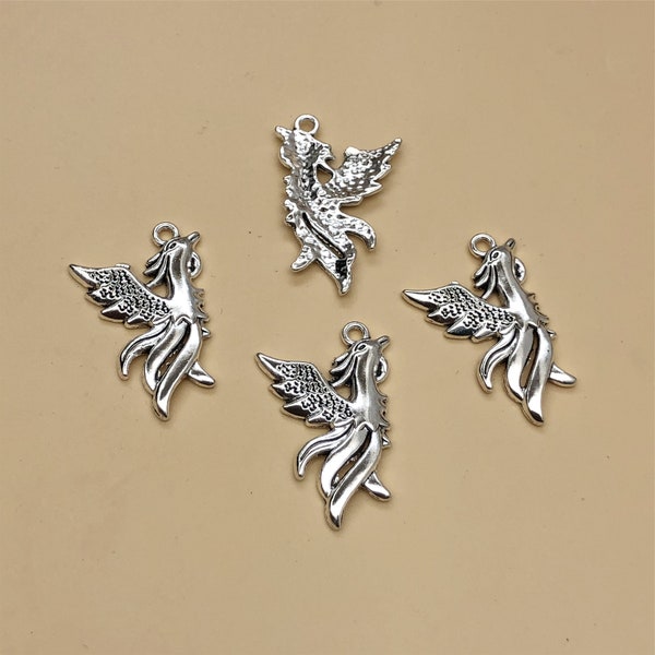 40pcs Antique Silver Phoenix Charms,Metal Charm, Bird Charms, Jewelry Findings