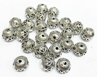 50pcs Antique Silver Hollow Beads ,Spacer Beads,Tibetan Tone Beads,Beading Jewelry Finding