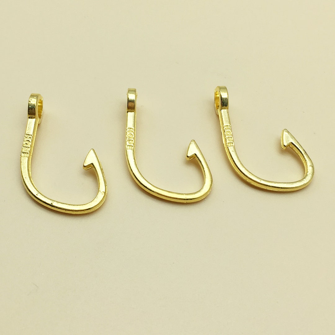40pcs Fish Hook Charms, Gold Plated Fish Hook Pendants , Findings, DIY