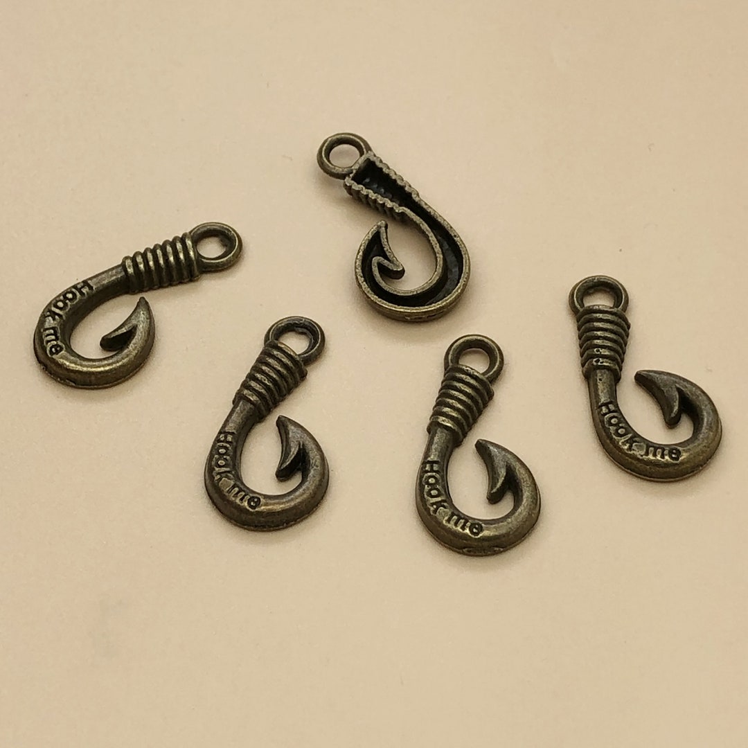 50pcs Antique Bronze Fish Hook Charms,hook Me Charms, Findings, DIY