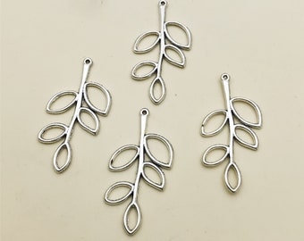 50pcs Silver Tree Branch Charms,Metal Charm,  Tree Branch Leaf Pendants Jewelry Findings