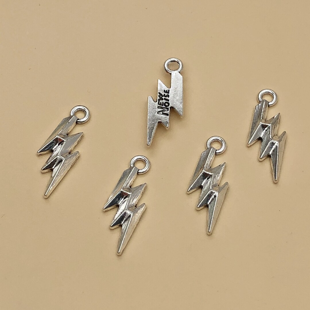 50pcs Antique Silver Lightning Bolt Charms, Flash Pendants,metal Charms