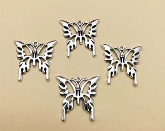 30pcs Antique Silver Butterfly Charms,Metal Charm, Insect Charms Jewelry Findings
