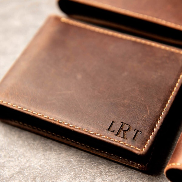 Slim Personalized Distressed Leather Wallet The Key Largo Wallet by Left Coast Original