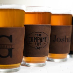 Personalized Leather Pint Sleeve Drink & Coffee Holder The Wynwood by Left Coast Original