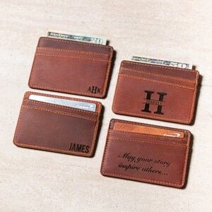 パーソナライズされた超薄型ミニマリストレザーウォレット - Left Coast Original の Boca Wallet