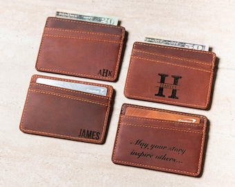 Personalized Ultra Slim Minimalist Leather Wallet - The Boca Wallet by Left Coast Original