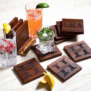 Personalized Coasters with Optional Coaster Holder by Left Coast Original
