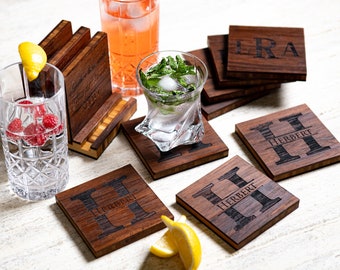 Personalized Coasters with Optional Coaster Holder by Left Coast Original