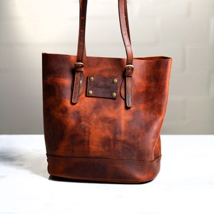 Personalisierte Distressed Ledertasche The Destin von Links Küste Original
