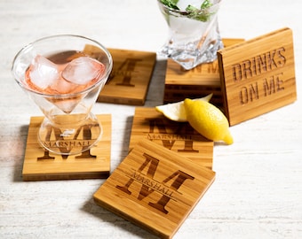 Personalized Wood Coasters - 10 Font Options