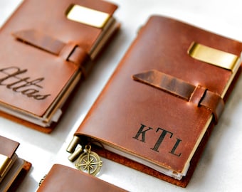 Personalized Distressed Leather Journal by Left Coast Original