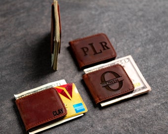 Personalized Leather Magnetic Money Cash Clip The Palm Beach by Left Coast Original