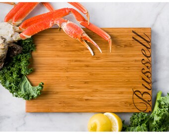 Personalized Cutting Board or Serving Tray Script Font Wedding Men Mom Dad Gift Anniversary Name Engraved Monogram Chef