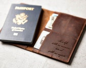 Personalized Leather Passport Cover Holder by Left Coast Original