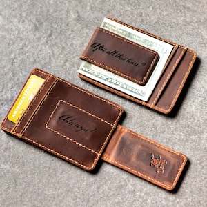 Personalized Leather Magnetic Money Clip The Sanibel by Left Coast Original