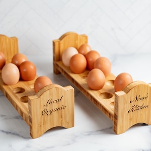 Personalized Egg Bed Tray - Stackable Shelf Display Holder for Kitchen - Farm Fresh Storage - Decor Stand