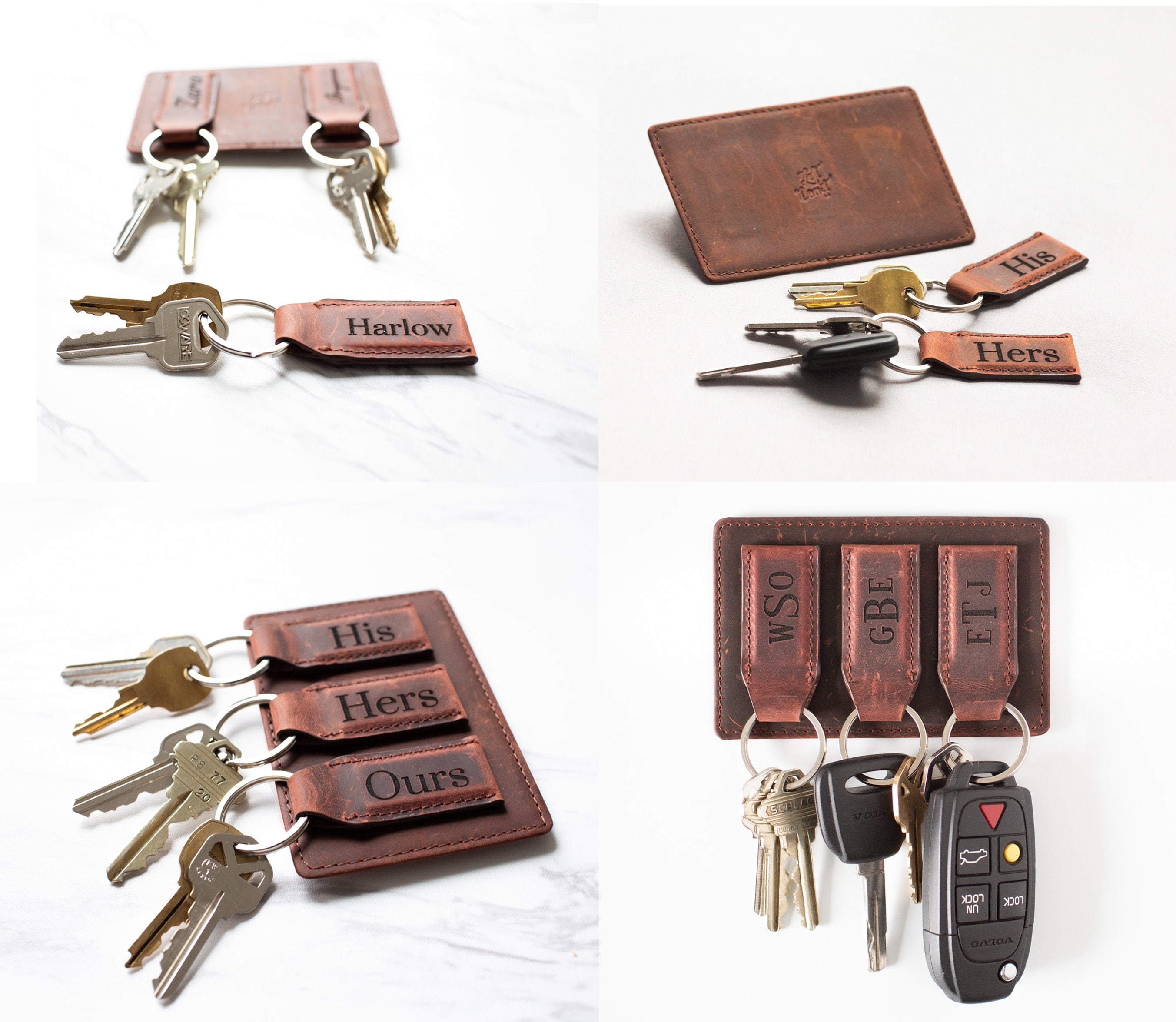 Personalized Wall Mounted Magnetic Leather Keychain - the Key West