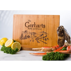 Personalized, Engraved Ski Mountain Cutting Board by Left Coast Original Design #113