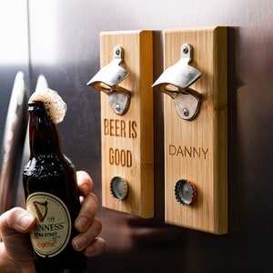 Personalized Bottle Opener Magnetic Fridge Mount- Name Monogram Message Quote