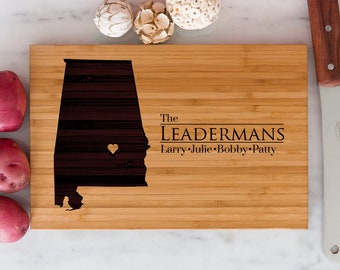 Personalized Alabama State Engraved Cutting Board by Left Coast Original