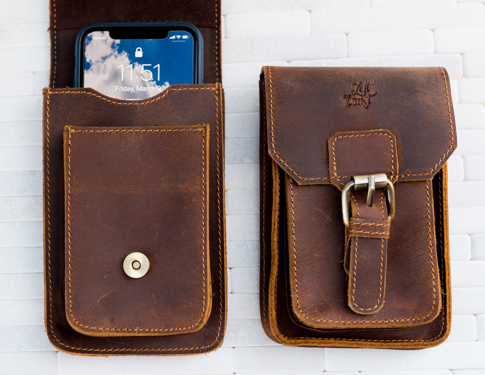 The Sanford Leather Phone Holder and Wallet - Etsy
