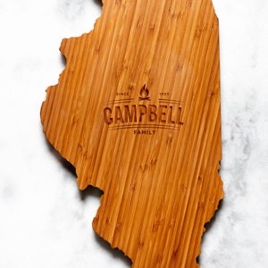 Personalized Illinois Shaped Cutting Board | 16 Options