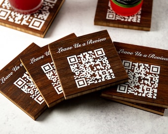 Posavasos de madera con código QR
