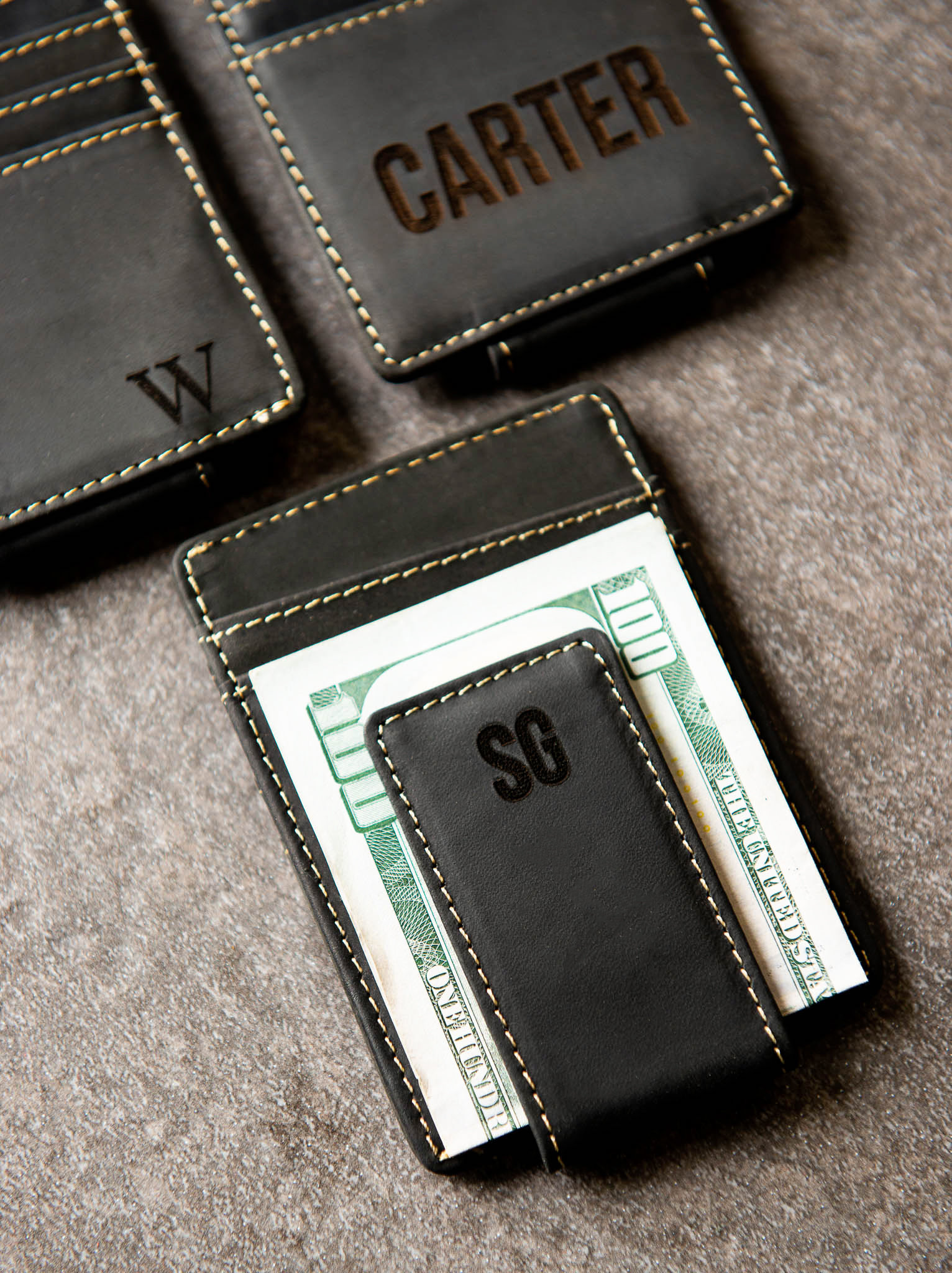 Personalized Leather Magnetic Money Clip the Sanibel by Left