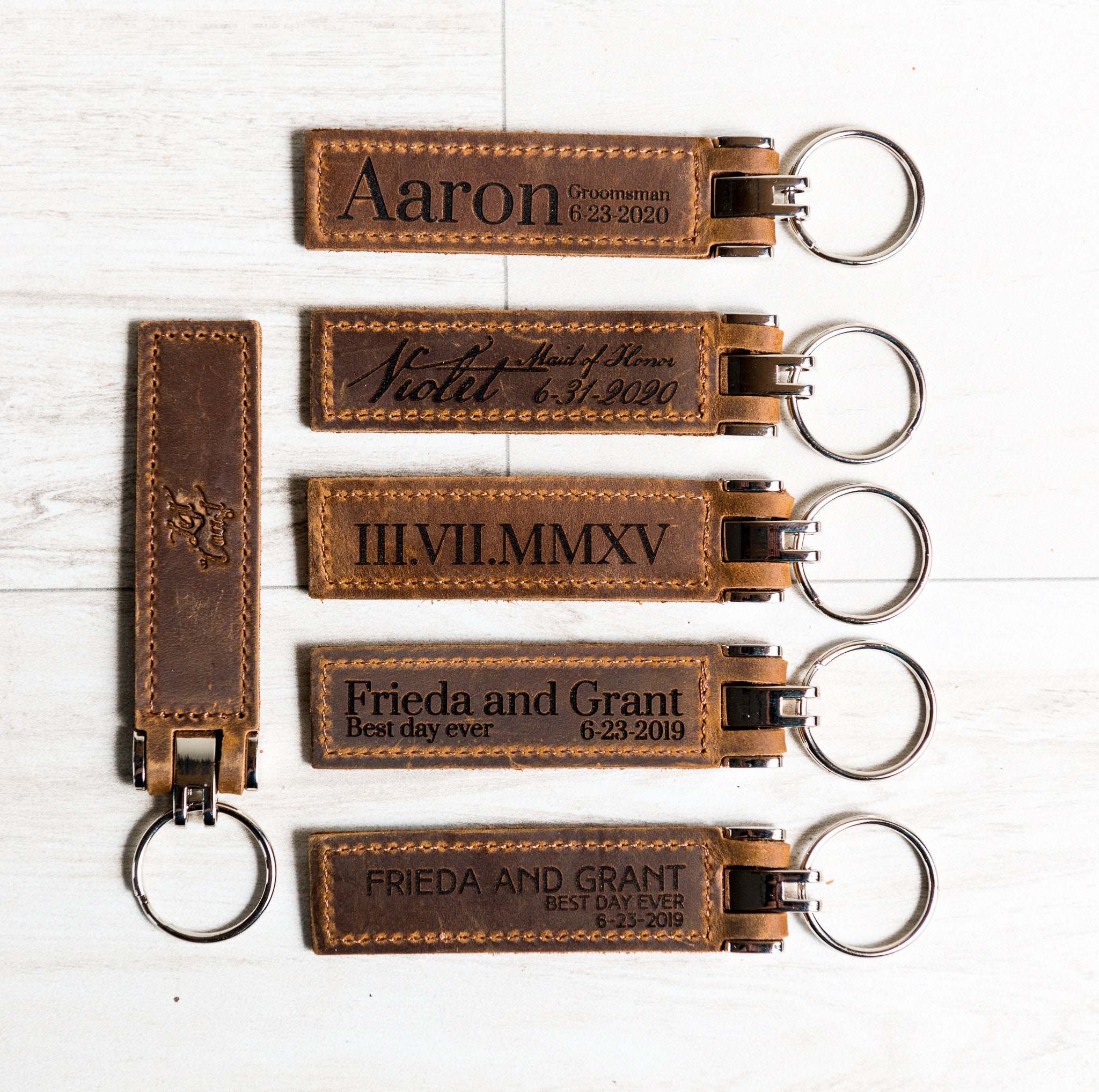 Personalized Engraved Distressed Leather Keychain the Miami | Etsy