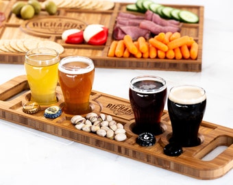 Personalized Charcuterie Planks and Beer Flights - 4 Styles and Gift Sets Available