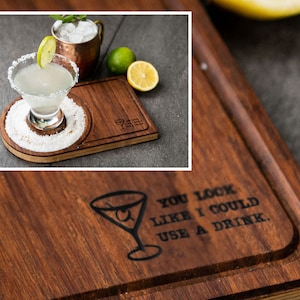 Funny Engraved Custom Barkeep Board - Real Wood With 45 Design/Phrase Options