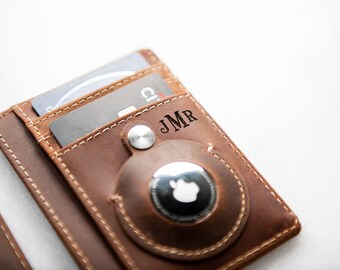 Billetera Air Tag, Funda Para Tarjeta Desplegable, Para Hombre, Bloqueo RFID, Cuero Genuino Superior, Inteligente, Minimalista, Capacidad De Tarjeta, Ventana De Identificación, Ranura Para Efectivo