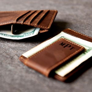 Personalized Leather Magnetic Money Clip The Sanibel by Left Coast Original