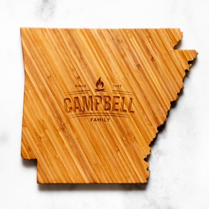Personalized Arkansas Shaped Cutting Board | 16 Options