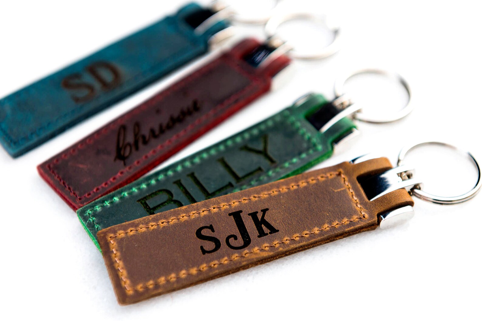 Personalized Engraved Distressed Leather Keychain the Miami | Etsy