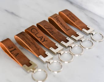 Personalized, Engraved Distressed Leather Keychain The San Blas by Left Coast Original