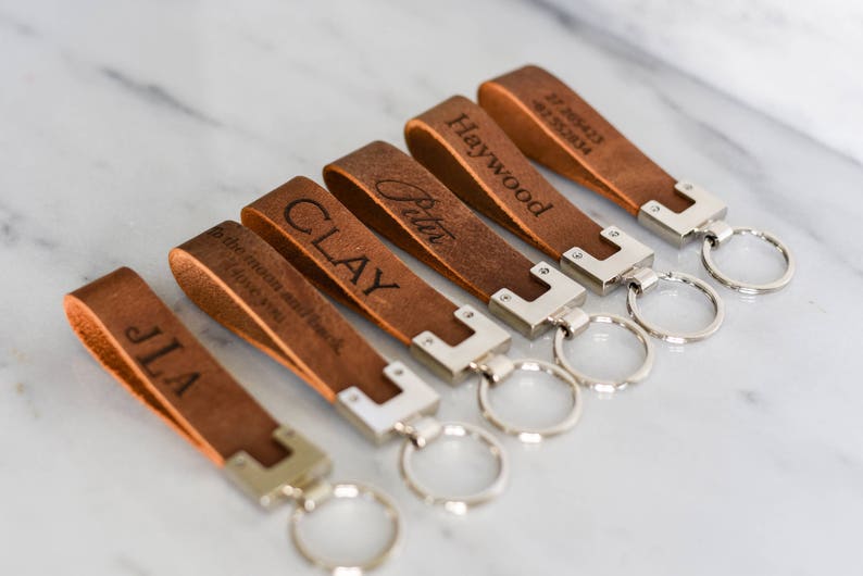 Personalized Engraved Distressed Leather Keychain The San Blas by Left Coast Original
