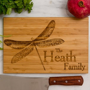 Personalized, Engraved Dragonfly Cutting Board by Left Coast Original Design #104