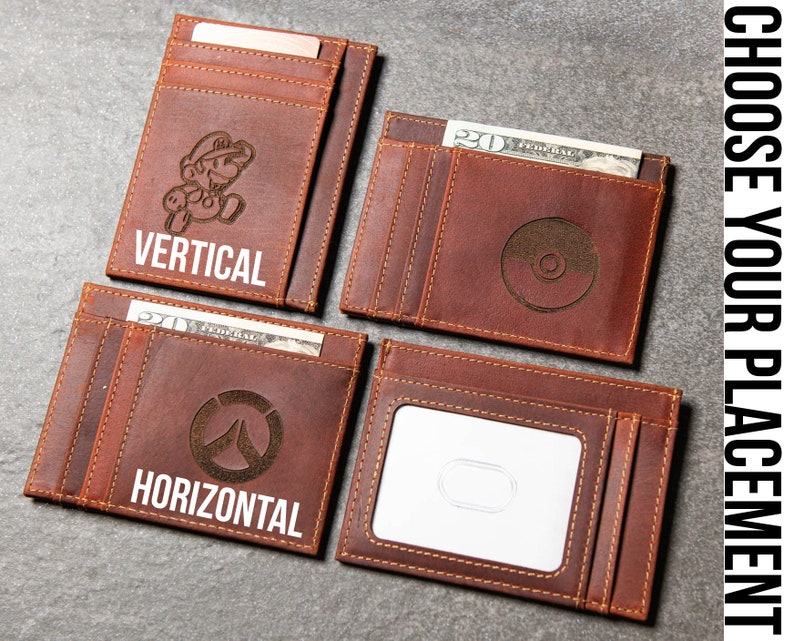 Gamer Inspired Slim Leather Wallet Personalized With ID Window Etsy