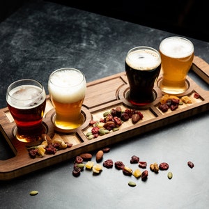 Personalized Beer Flight Tray with Optional Beer Glasses