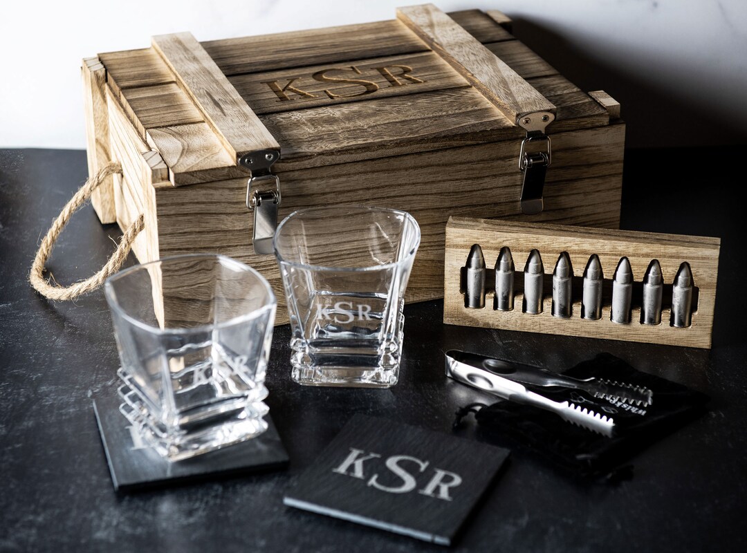 Personalized Whiskey Box Set, Engraved Whiskey Glasses, Custom Whiskey ...
