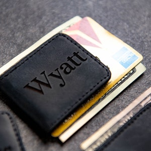 Personalized Leather Magnetic Money Cash Clip The Palm Beach by Left Coast Original