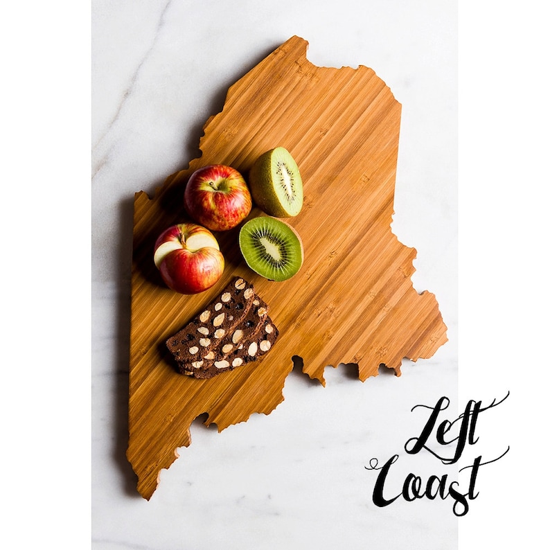 Personalized Maine State Shaped Cutting Board by Left Coast Etsy