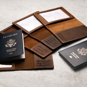 Portapassaporto in pelle personalizzato con finestra per tessera vaccinale
