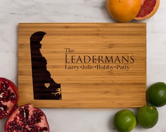 Personalized Delaware State Engraved Cutting Board by Left Coast Original